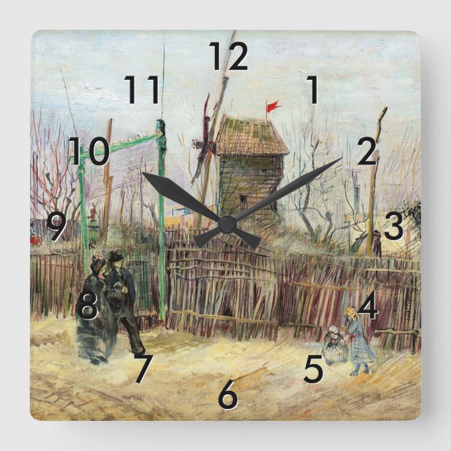 Reloj Cuadrado Vincent van Gogh - Escena callejera en Montmartre (Anverso)