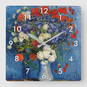 Reloj Cuadrado Vincent van Gogh - Jarrón con acianos y amapolas