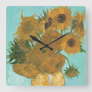 Reloj Cuadrado Vincent van Gogh - Jarrón con doce girasoles