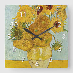 Reloj Cuadrado Vincent Van Gogh - Jarrón con doce girasoles
