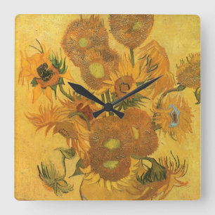 Reloj Cuadrado Vincent van Gogh - Jarrón con quince girasoles