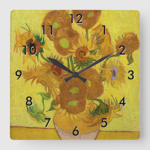 Reloj Cuadrado Vincent van Gogh - Jarrón con quince girasoles