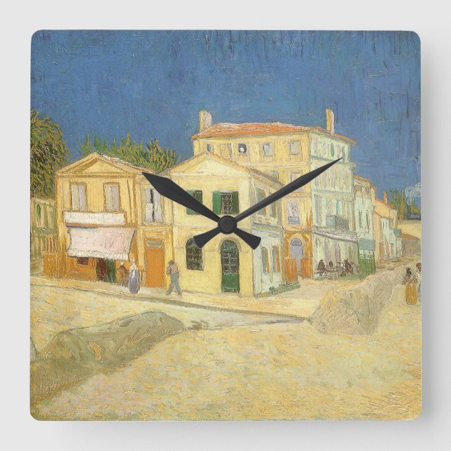 Reloj Cuadrado Vincent van Gogh - La Casa Amarilla (La calle) (Anverso)