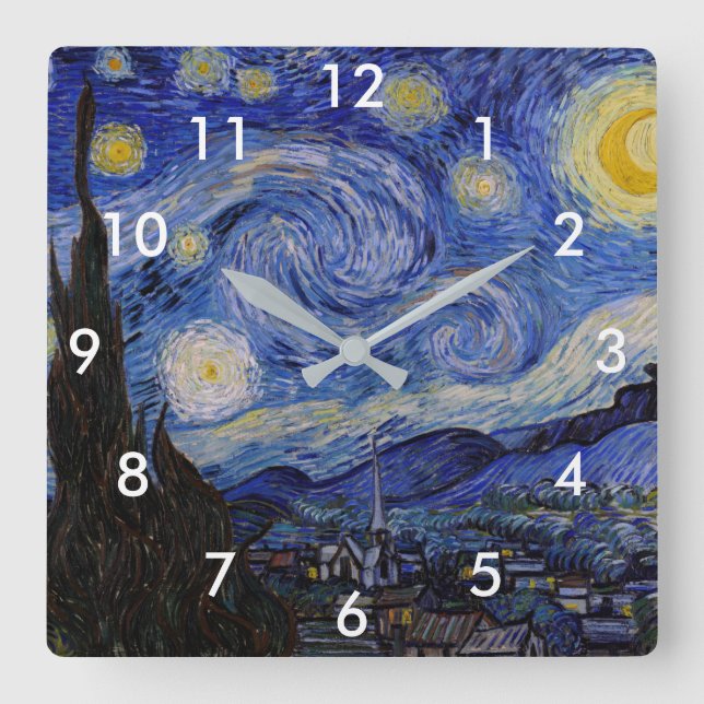 Reloj Cuadrado Vincent Van Gogh - La noche estrellada (Anverso)
