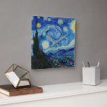 Reloj Cuadrado Vincent Van Gogh La Noche Starry<br><div class="desc">Vincent Van Gogh es el detalle nocturno estrellado</div>