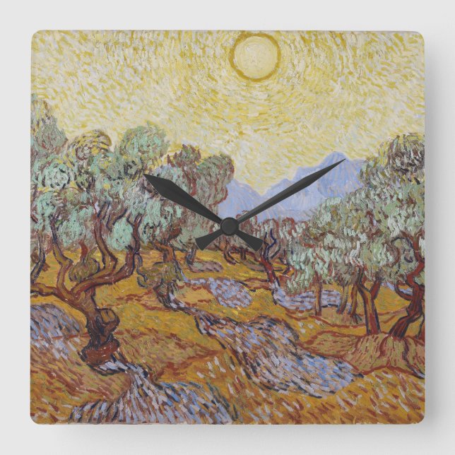 Reloj Cuadrado Vincent Van Gogh - Olive Trees with Yellow Sky (Anverso)