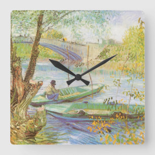 Reloj Cuadrado Vincent van Gogh Pescando en primavera, Pont de Cl