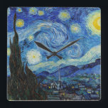 Reloj Cuadrado Vincent Van Gogh Starry Night Vintage Bella Artes<br><div class="desc">Vicente Van Gogh Starry Noche Vintage Bella Artes Cuadrado reloj de pared</div>