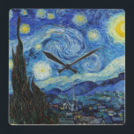 Reloj Cuadrado Vincent Van Gogh Starry Night Vintage Bella Artes<br><div class="desc">Vicente Van Gogh Starry Noche Vintage Bella Artes Cuadrado reloj de pared</div>