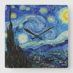 Reloj Cuadrado Vincent Van Gogh Starry Night Vintage Bella Artes
