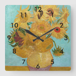Reloj Cuadrado Vincent Van Gogh - Vase con doce girasoles