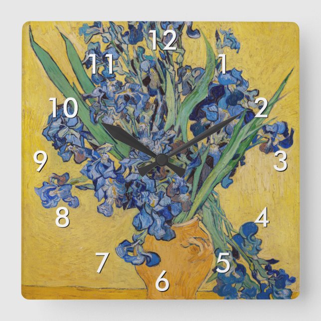 Reloj Cuadrado Vincent van Gogh - Vase con irlandeses (Anverso)