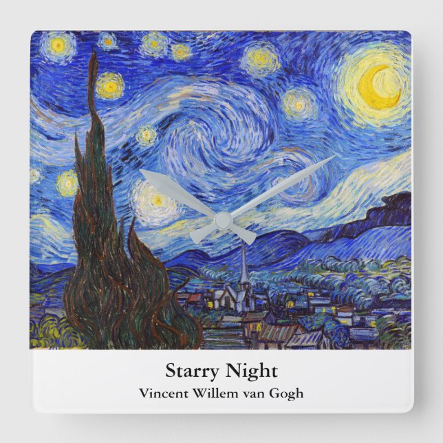 Reloj Cuadrado Vincent Willem van Gogh , "Noche estrellada" (Anverso)