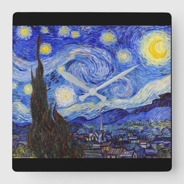 Reloj Cuadrado Vincent Willem van Gogh , “ Starry Night ” (Anverso)