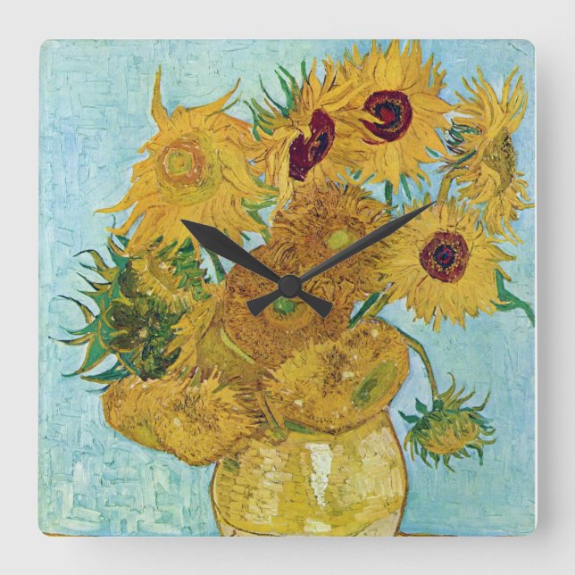 Reloj Cuadrado Vincent Willem van Gogh , "Sunflowers" (Anverso)