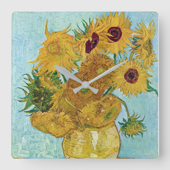 Reloj Cuadrado Vincent Willem van Gogh , “ Sunflowers ” (Anverso)