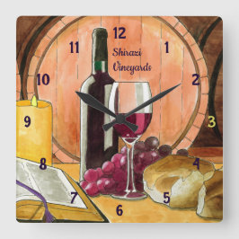 Reloj Cuadrado Viñedos y pan personalizados