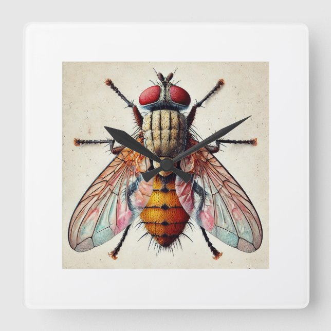 Reloj Cuadrado Vinegar fly Drosophila 120924IREF249 - Watercolor (Anverso)