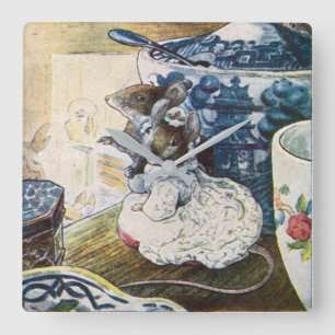 Reloj Cuadrado Viñeta Beatrix Potter sastre de ratones de Glouces