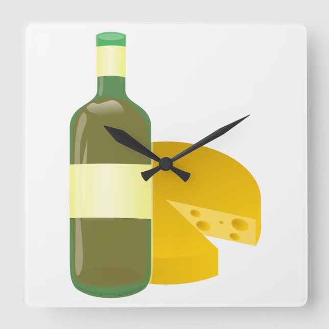Reloj Cuadrado Vino y queso (Anverso)