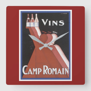 Reloj Cuadrado "Vins", poster de vinos de época y "Camp Romain"