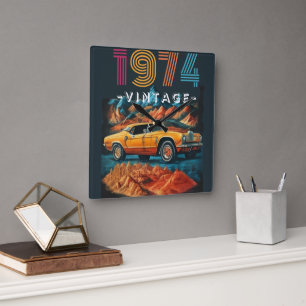 Reloj Cuadrado Vintage 1974 cool car