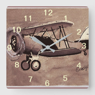 Reloj Cuadrado Vintage Airplane Wall Clock