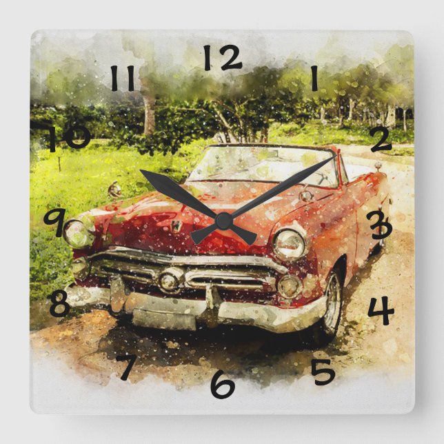 Reloj Cuadrado Vintage Antique Car (Anverso)