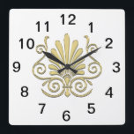 Reloj Cuadrado Vintage Art Deco Gold Plume Arabesque<br><div class="desc">Vintage Art Deco Gold Plume Arabesque Limpio, elegante, de moda y elegantes accesorios de fiesta de personalizable con un aspecto romántico Art Deco de plumas doradas / Art Deco de diseño arabesco. Este producto forma parte de un conjunto de diseños de correspondencia que son de fácil personalizable para muchas ocasiones...</div>