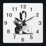 Reloj Cuadrado Vintage Art Deco Lady With Pearls Black Transp<br><div class="desc">Vintage Art Deco Lady With Pearls - Vintage Advertising Art - Black & Transparent Image Customizable invitations and accessories with a stylized vintage art deco advertising art image of a fashionable 1920s - 1930s woman wearing pearls. You can easily customize these products by adding text fields, removing existing text fields,...</div>