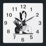 Reloj Cuadrado Vintage Art Deco Lady With Pearls Black Transp<br><div class="desc">Vintage Art Deco Lady With Pearls - Vintage Advertising Art - Black & Transparent Image Customizable invitations and accessories with a stylized vintage art deco advertising art image of a fashionable 1920s - 1930s woman wearing pearls. You can easily customize these products by adding text fields, removing existing text fields,...</div>