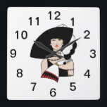 Reloj Cuadrado Vintage Art Deco Mujer con guantes Gorras<br><div class="desc">Vintage Art Deco Mujer de moda Viendo invitaciones y accesorios de Personalizable de un gran Gorra y guantes con una elegante imagen vintage de arte deco de una mujer de moda de los años 20-30 con un gran gorra y guantes. Puede personalizar fácilmente estos productos agregando campos de texto, eliminando...</div>