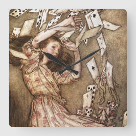 Reloj Cuadrado Vintage Arthur Rackham Alice In Wonderland Art