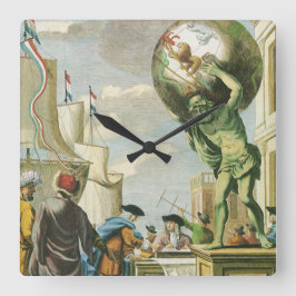 Reloj Cuadrado Vintage barroco era Atlas portada del mundo