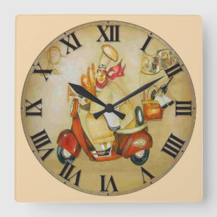 Reloj Cuadrado Vintage Bread Delivery Guy on Motorbike