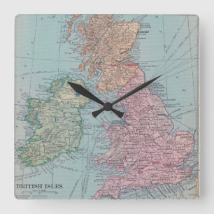 Reloj Cuadrado Vintage Britain Map Clock