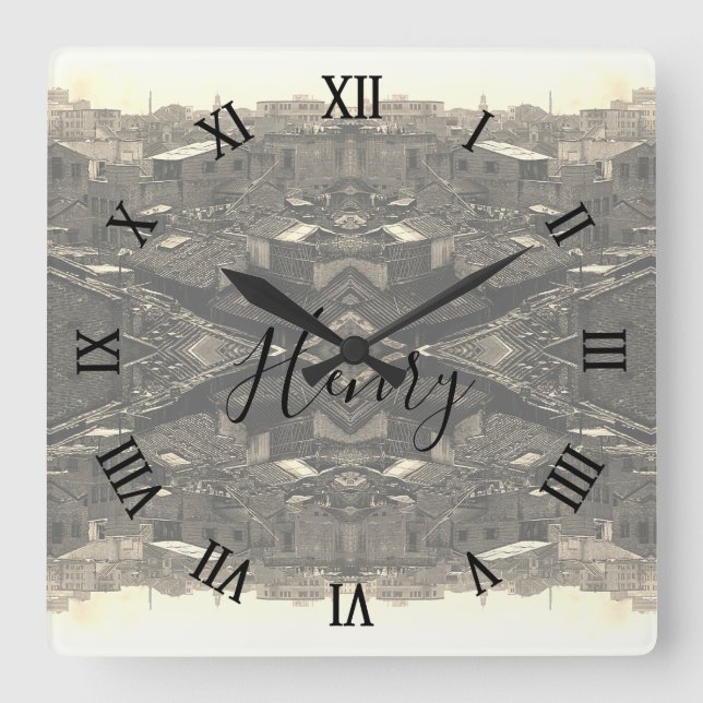 Reloj Cuadrado Vintage China Canton city (Anverso)