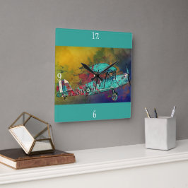 Reloj Cuadrado Vintage Classic Airplane Wall Clock