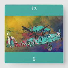 Reloj Cuadrado Vintage Classic Airplane Wall Clock