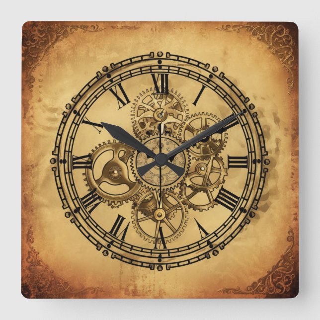 Reloj Cuadrado Vintage Clockwork (Anverso)