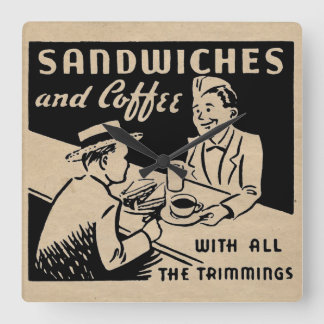 Reloj Cuadrado Vintage Coffee Shop
