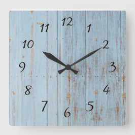 Reloj Cuadrado Vintage de Blue Rustic Wood