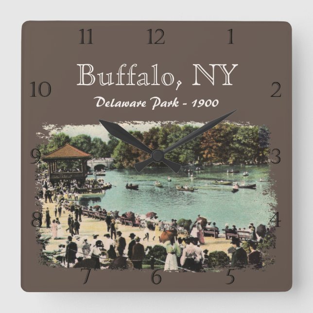 Reloj Cuadrado Vintage Delaware Park Buffalo NY Personalizado (Anverso)