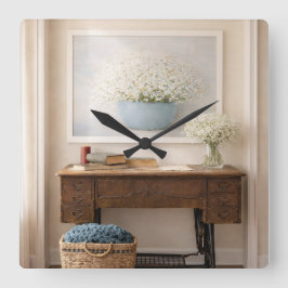 Reloj Cuadrado Vintage Farmhouse Cottagecore Rustic Clock