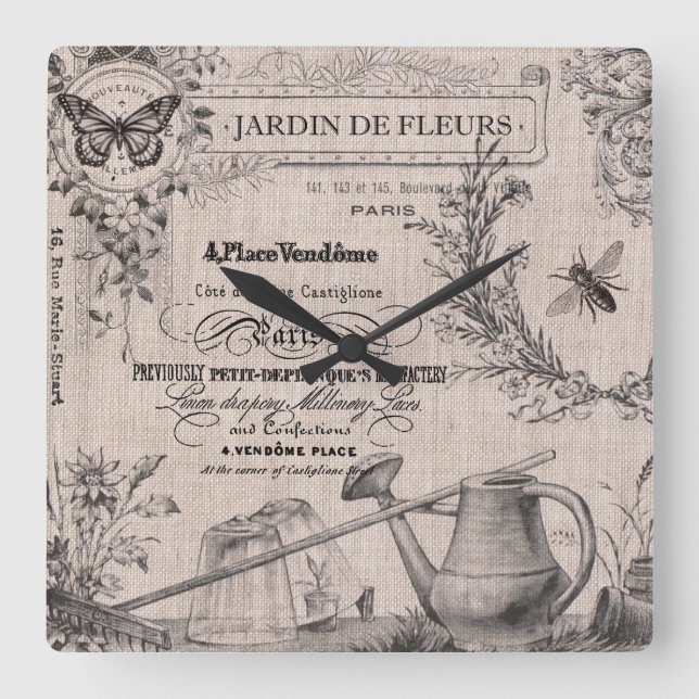 Reloj Cuadrado Vintage French Garden wall clock (Anverso)