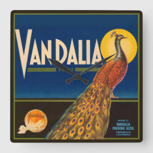 Reloj Cuadrado Vintage Fruit Crate Oranges Label