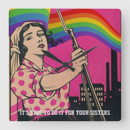 Reloj Cuadrado Vintage Hágalo Por Usted Hermanas Cuadrado Muro Re