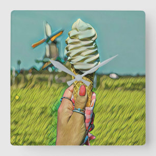 Reloj Cuadrado Vintage ice cream artwork