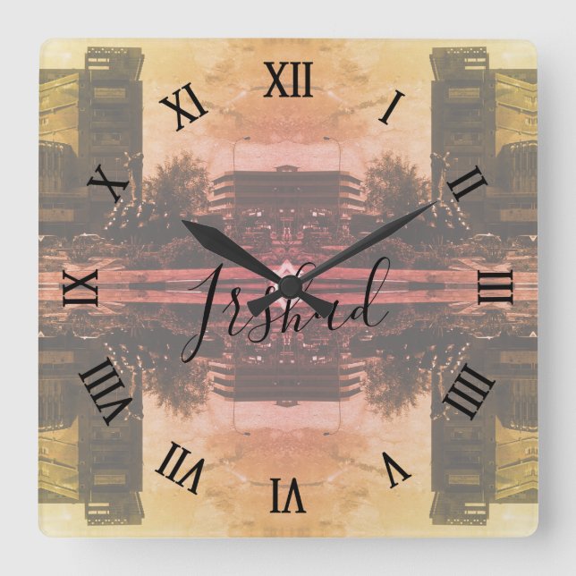 Reloj Cuadrado Vintage Iraq Baghdad fountain (Anverso)