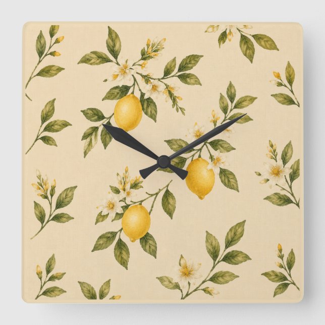 Reloj Cuadrado Vintage Lemon Blossom Wall Clock (Anverso)